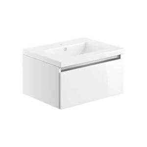 charlbury 615mm 1 drawer wall hung basin unit inc basin white gloss
