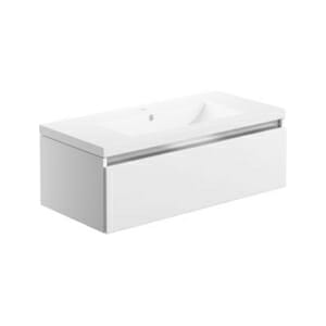 charlbury 815mm 1 drawer wall hung basin unit inc basin white gloss