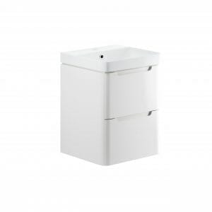 hailey 500mm 2 drawer wall hung cloakroom basin unit white gloss
