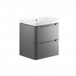 hailey 600mm 2 drawer wall hung basin unit matt grey