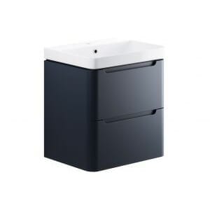 hailey 600mm 2 drawer wall hung basin unit matt indigo