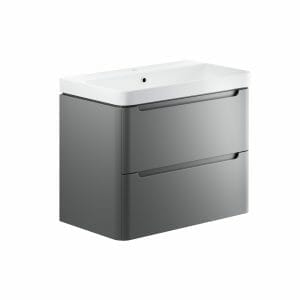 hailey 800mm 2 drawer wall hung basin unit matt grey