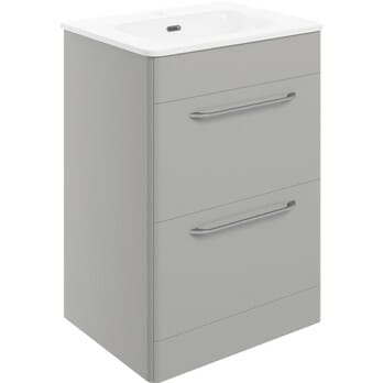 broadway 610mm 2 drawer floor unit basin grey gloss