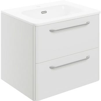 broadway 610mm 2 drawer wall unit basin white gloss
