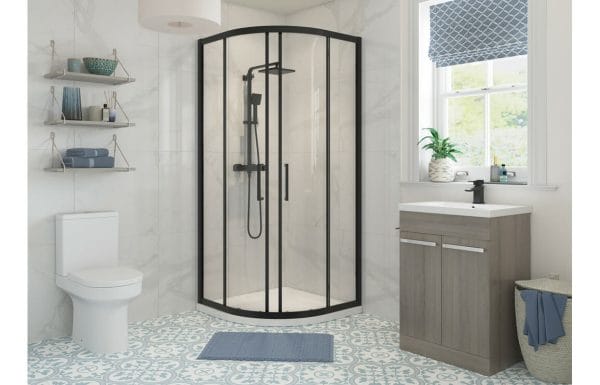 Winstone Compton Framed Black 900mm 2 Door Quadrant Shower Enclosure