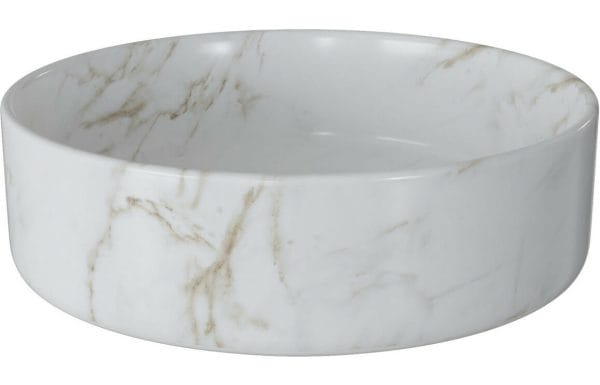 malmesbury 355mm ceramic round washbowl waste marble effect