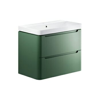 hailey 800mm 2 drawer wall hung basin unit matt sage green