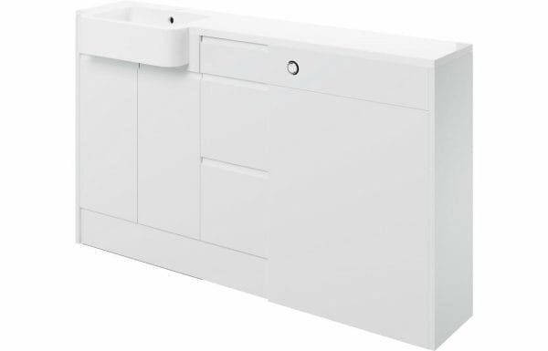 Wooton 1542mm Basin, WC & 3 Drawer Unit Pack (LH) - White Gloss